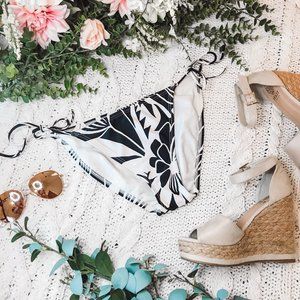 La Blanca Black/White Floral Side Tie Bikini NWT S